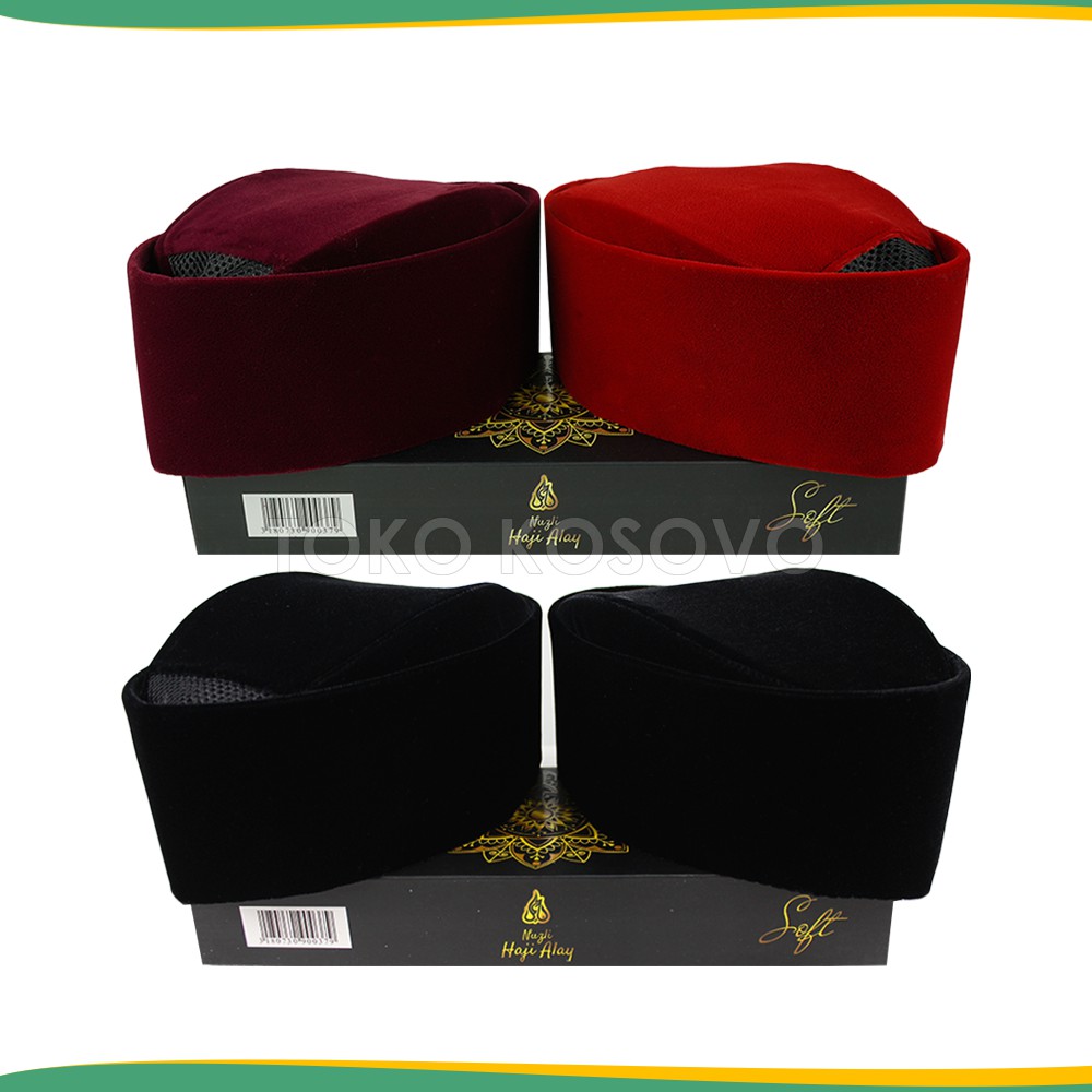 GROSIR (10 Pcs) Songkok SUSUN HAJI ALAY Tinggi 8 9 AC &amp; NON Peci Sholat Bludru Ukuran Anak Laki Pria Warna Hitam Maroon Dewasa Santri Pesantren Kopiah Solat Pendek Full Beludru Polos Kopyah Shalat Motif Bordir Batik NU Kopeah Putih Nasional Jawara Betawi