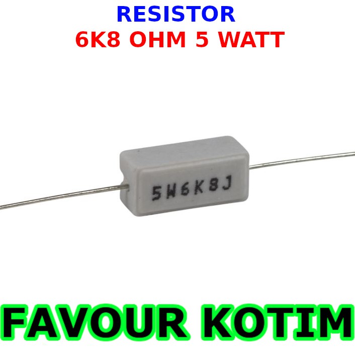 RESISTOR 6K8 6.8K OHM 5 WATT 5 PERSEN R 5W KAPUR FVKOTIM