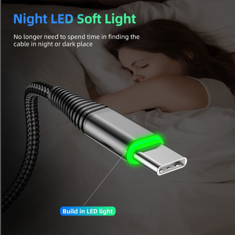 Zzz Kabel Data / Charger Micro USB 3A Fast Charging Dengan Lampu LED Untuk Handphone / Tablet