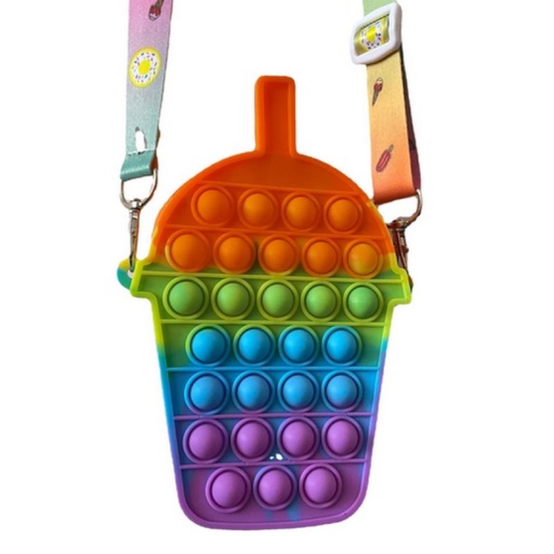 Tas selempang pop it boba rainbow