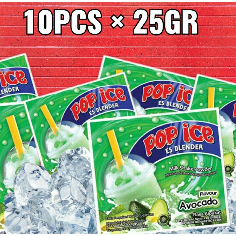 

paket hemat pop ice rasa avocado/alpukat kemasan 10pcs×25gr | es blender