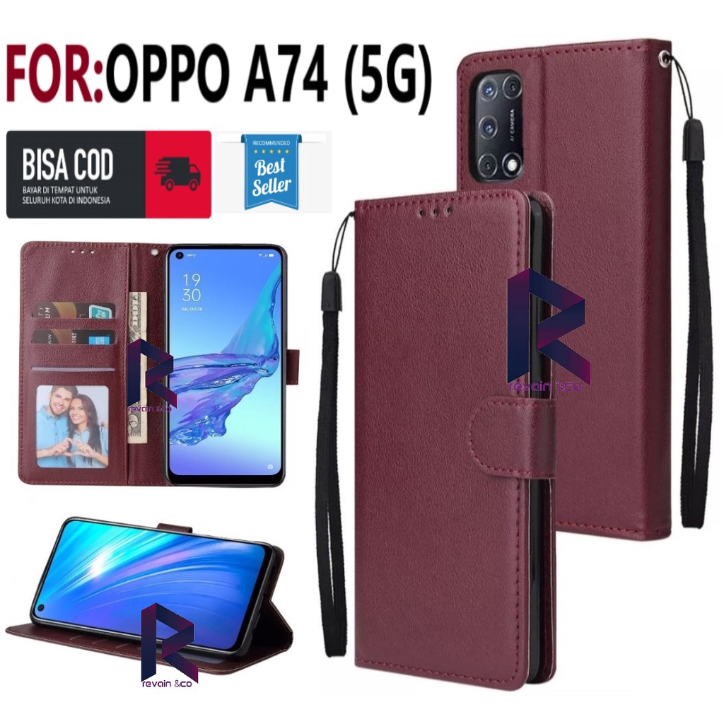 FLIP COVER OPPO A74 5G CASING FLIP WALLET LEATHER KULIT PREMIUM SARUNG BUKA TUTUP FLIP CASE OPPO A74(5G)