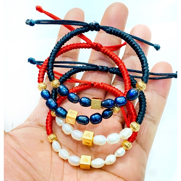 gelang tangan wanita//gelang mutiara air tawar asli//gelang serut