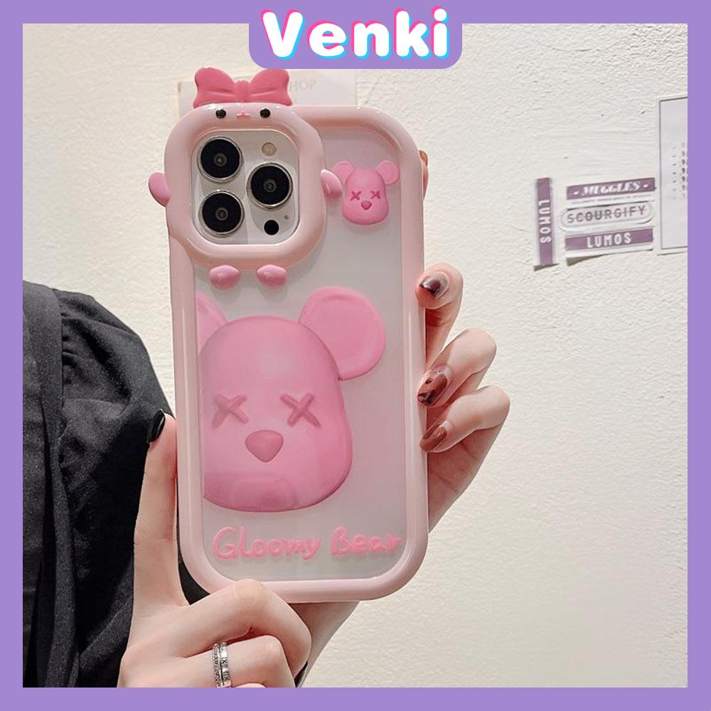 iPhone Case Silicone Soft Case Clear Case Airbag Shockproof Protection Camera Shiny Feel Pink Bear Cartoon Compatible For iPhone 11 Pro Max 13 Pro Max 12 Pro Max 7Plus xr XS Max