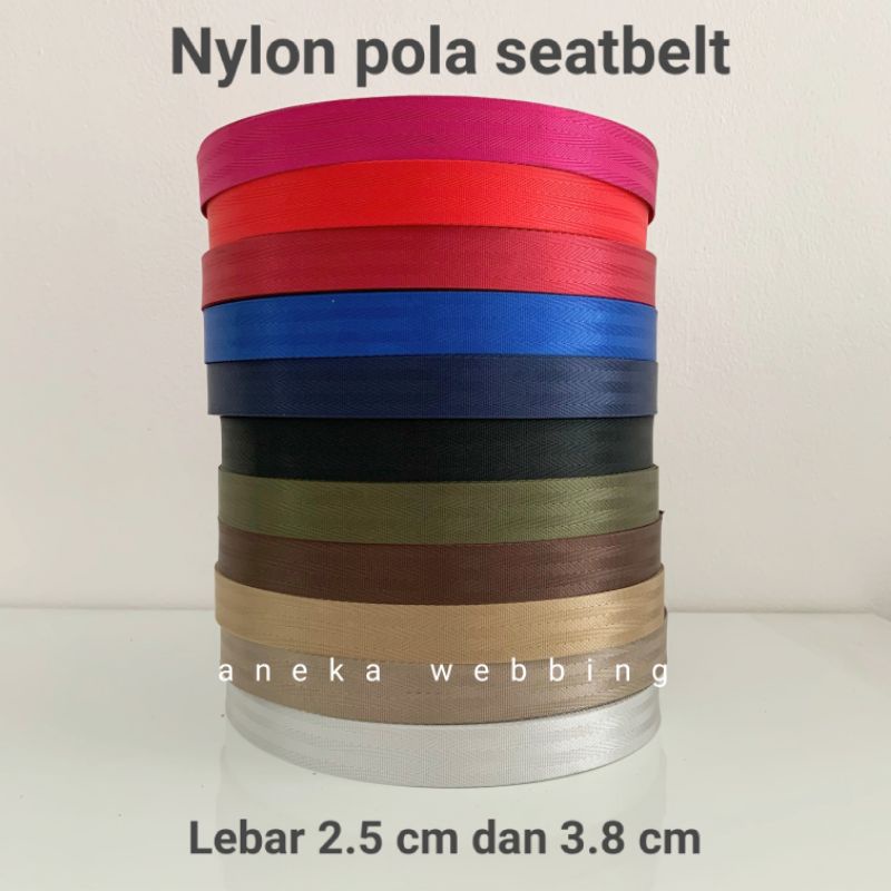 Webbing lebar 2.5 cm, 3.8 cm Nylon pola Seat belt ketebalan 0.9mm