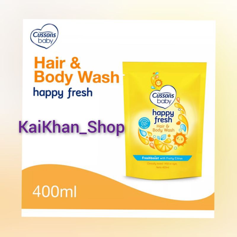 CUSSONS BABY HAPPY FRESH Hair and Body Wash KUNING -  Refill 400ml