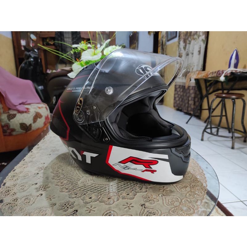 HELM KYT CASCO NF-R TRACK BLACK DOFF RED DOUBLE VISOR FULL FACE NFR SE