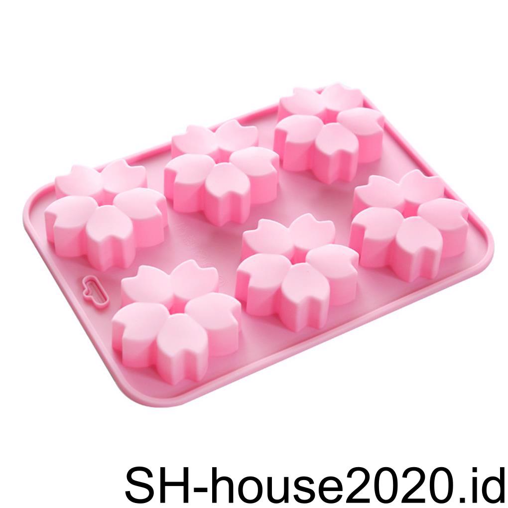 (house2020) Cetakan Kue / Coklat / Permen / Keju / Es Batu 6 Lubang Motif Sakura / Salju Bahan Silikon