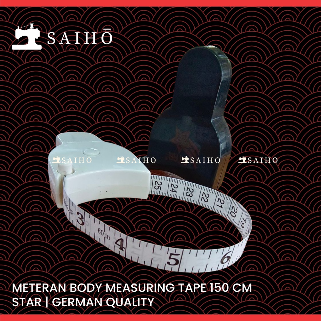 [STAR] Meteran Badan Body Measuring Tape | Auto Roll | 150cm | Ready Warna Putih