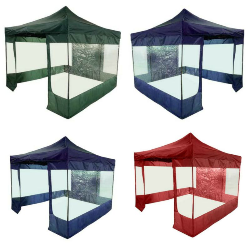 SOLEIL 3X3 MTR TENDA GAZEBO WITH SIDEWALL HIJAU/ACE FOLDING TENT W/ SIDEWALL 3X3 MTR GREEN