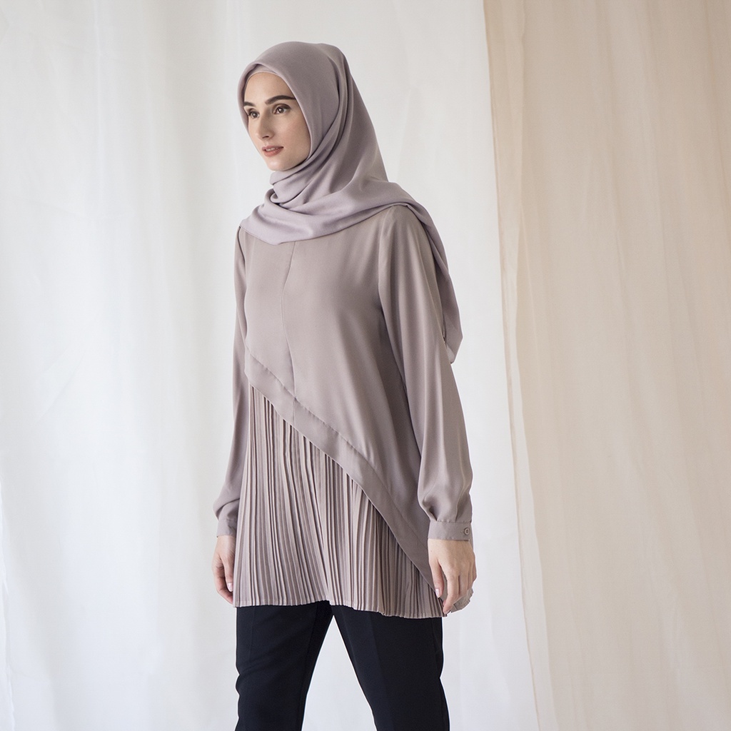 Tiras by Aska Label - Atasan plisket busui friendly Warna Mauve, Taupe, Black