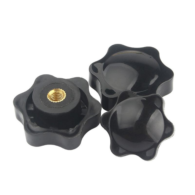 CRE  10PCS M5 M6 M8 M10 Plum Hand Tighten Nuts Handle Thread Star Mechanical Thumb Nut Manual Clamping Knob Black