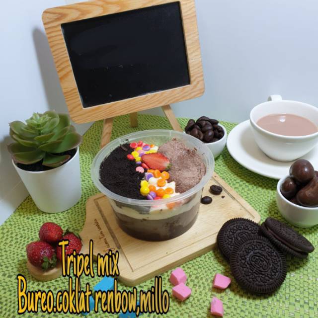 

Cake lumer triple mix bureo , coklat rainbow , milo