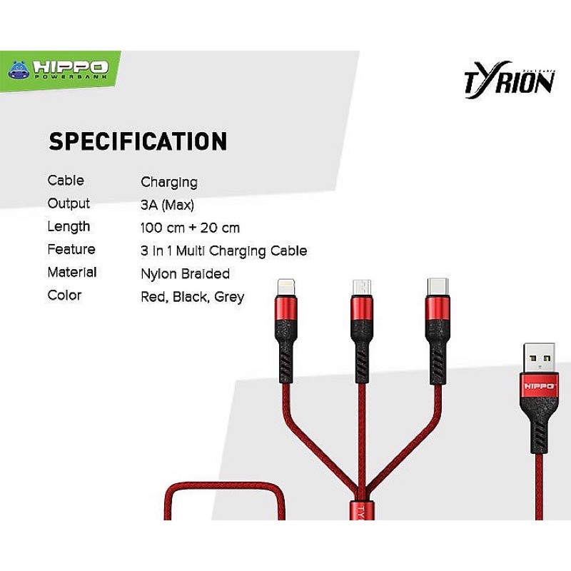 Hippo Kabel Data Tyrion 3in1 120CM