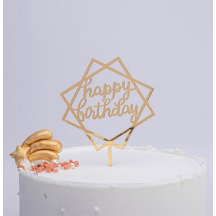 1PCS Topper Ultah Kue Ulang Tahun Birthday Cake Hiasan Dekorasi Topping Hari Raya Happy Birthday akrilik acrylic plastik Boba Souvernir Nikah Wedding Kawin Kondangan Pesta LADALA