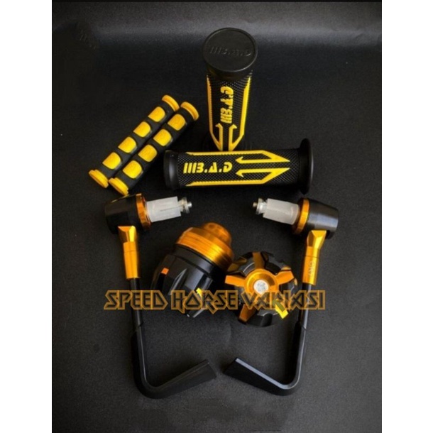 Paket 4in1 Proguarl L+Handhrip Bad panah+jalu as roda+karet Handle untuk semua motor