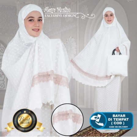 MUKENA KATUN PARIS PUTIH FULL BORDIR/bahan berkulitas dan bisa bayar ditempat/COD