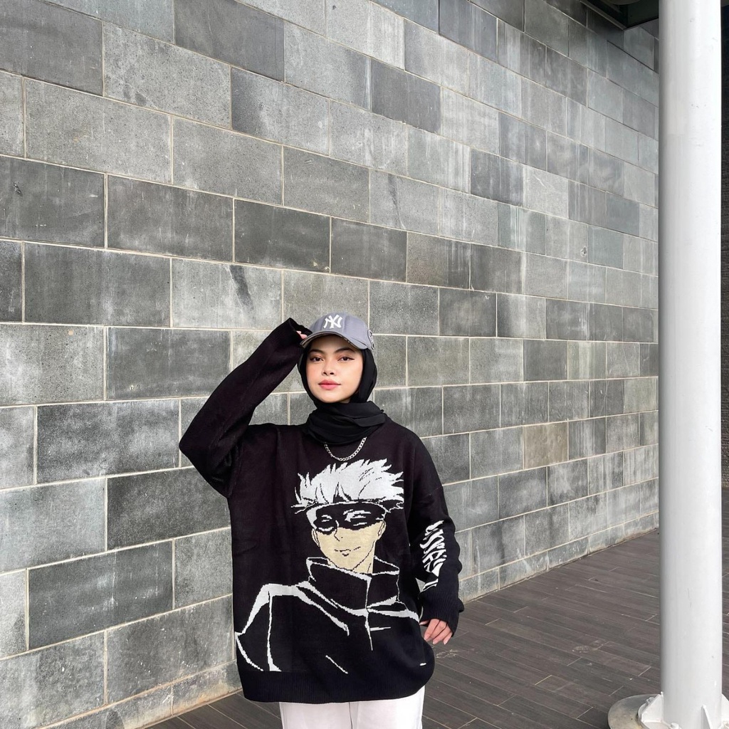 Gojo satoru anime jjk sweater streetwear/ sweater rajut/ sweater unisex/sweater murah