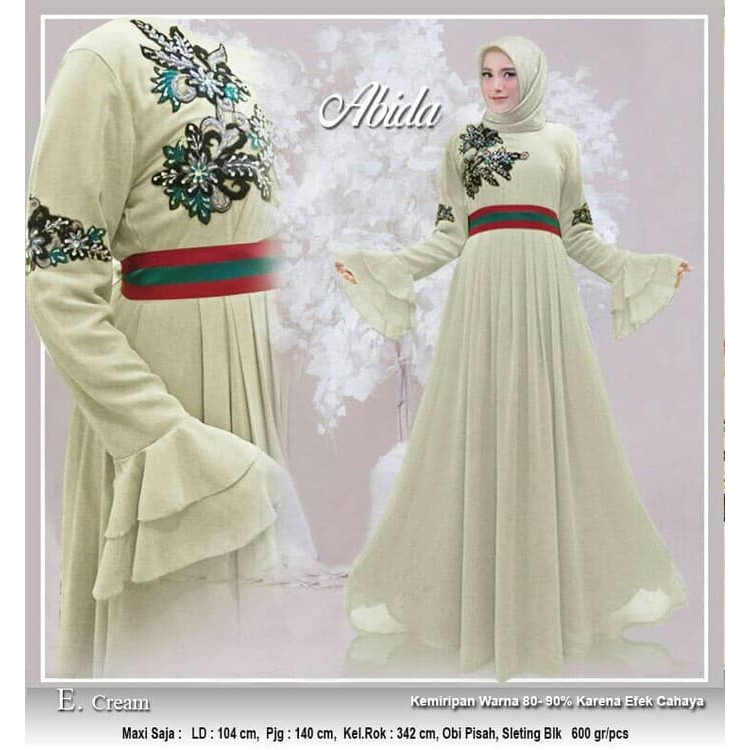 Fashion Muslim Baju Gamis Busana Muslim 120090 GAMIS INDIA ABIDA CREAM