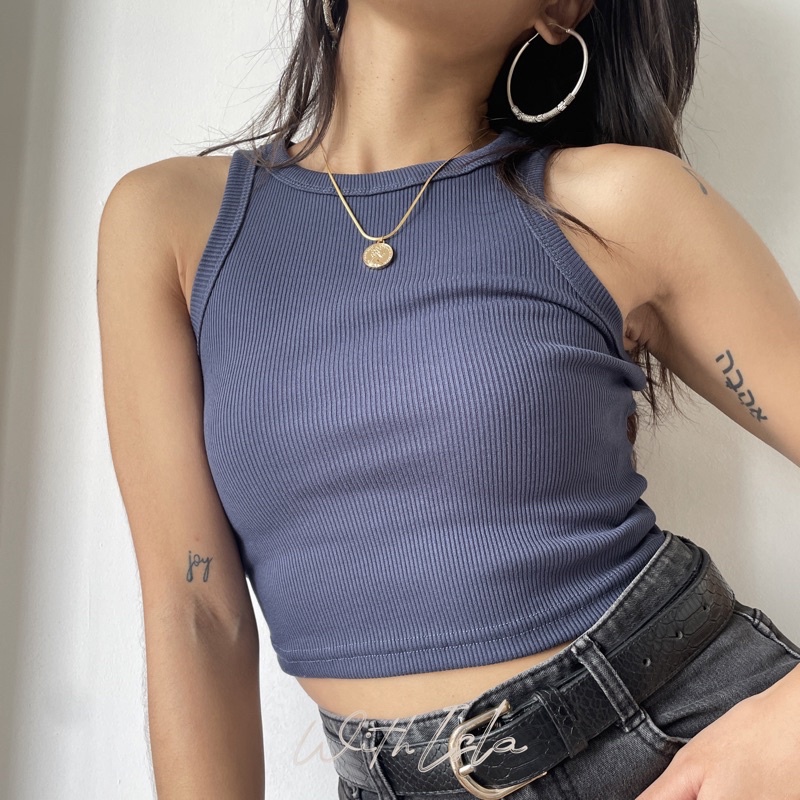 WITH ISLA - Leia Rib Tank / Tanktop Fashion Wanita-Navy