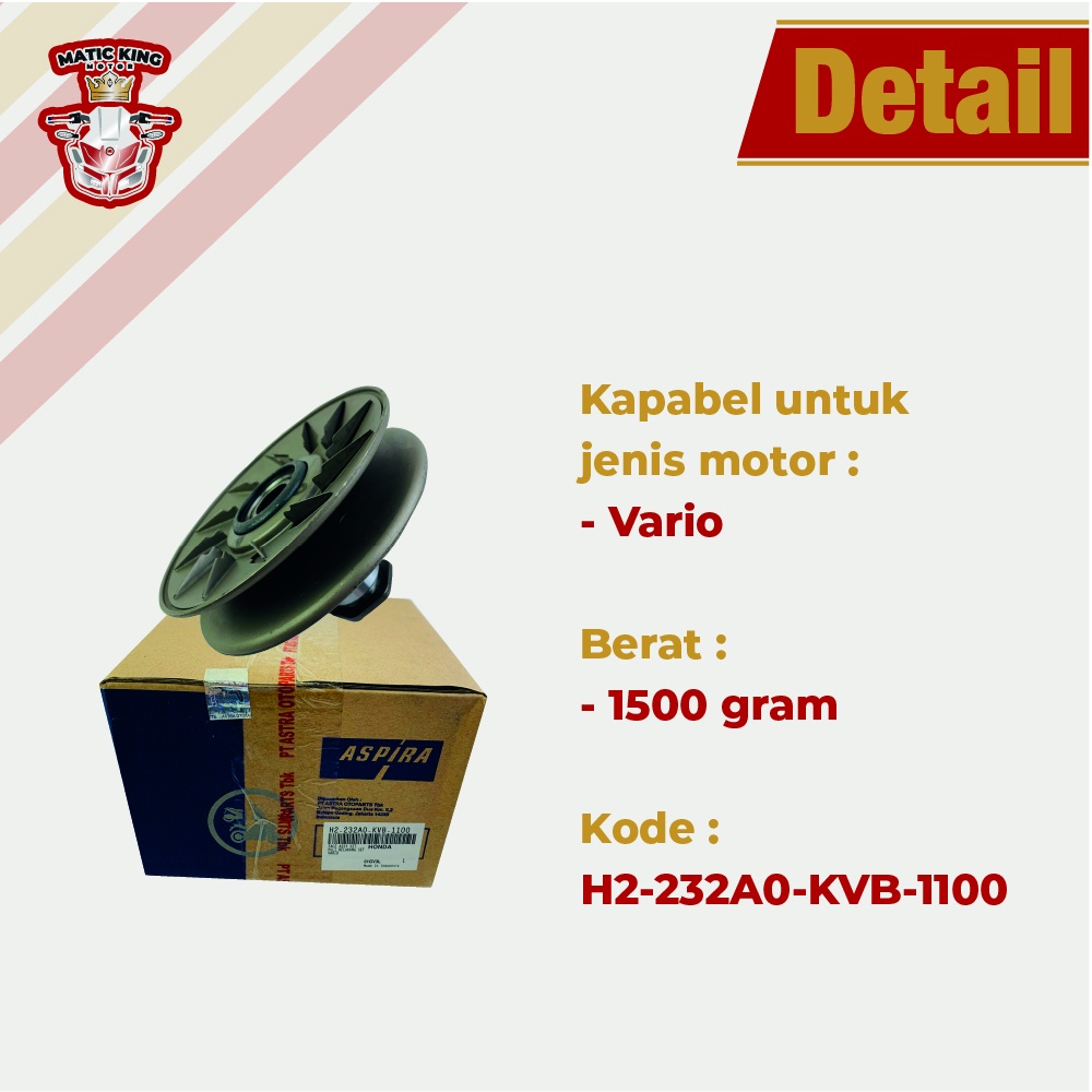 Pully Pulley Puli Belakang Honda Vario 110 125 ASLI ASPIRA OTOPART H2-232A0-KVB-1100