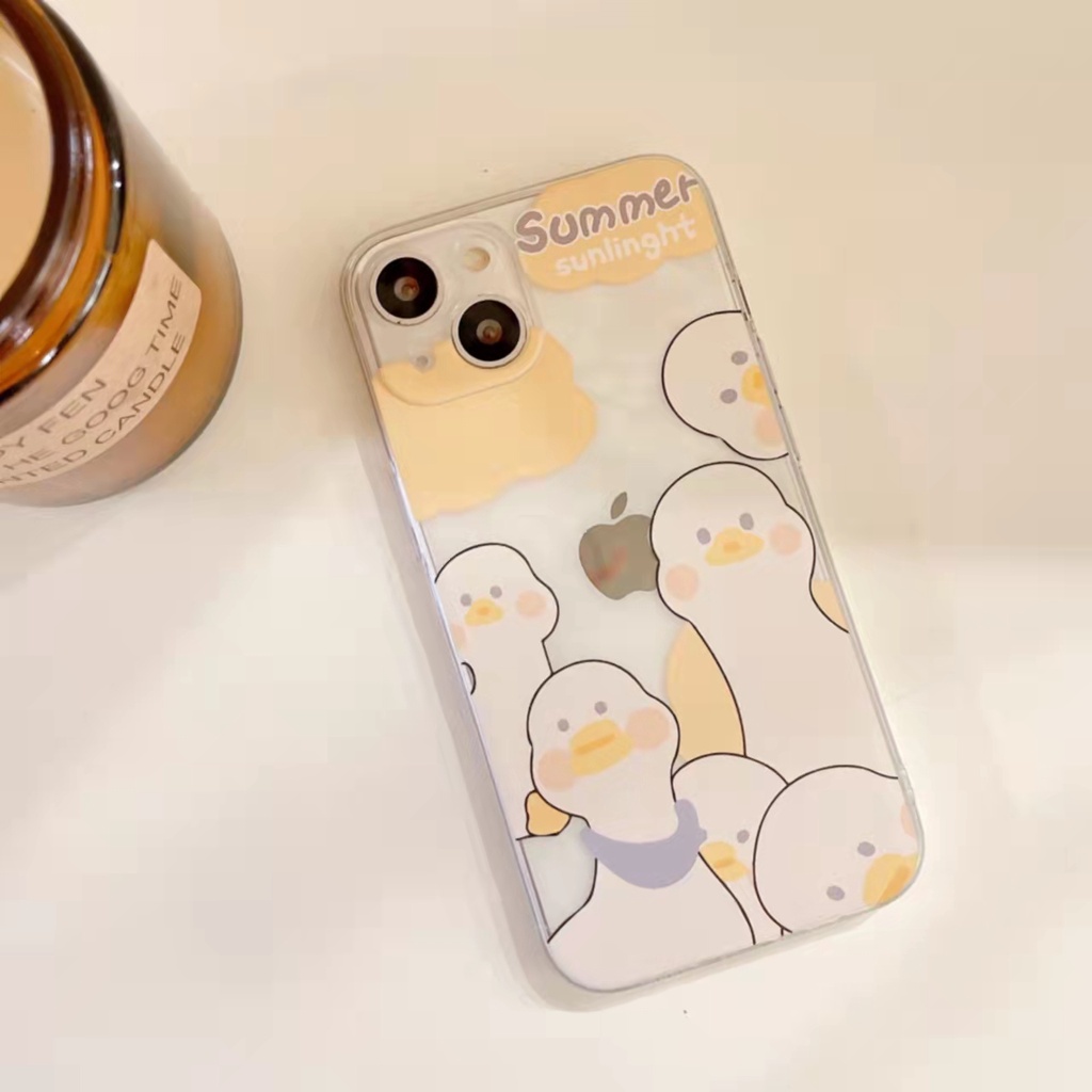 Case Transparan Motif Kartun Bebek Untuk iPhone 13 13pro 13prm 11 7Plus 8Plus Xr XS 13 12pro Max