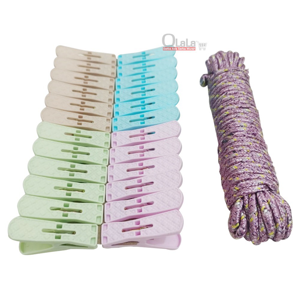 Tali  jemur pakaian + jepitan baju OLL-9809