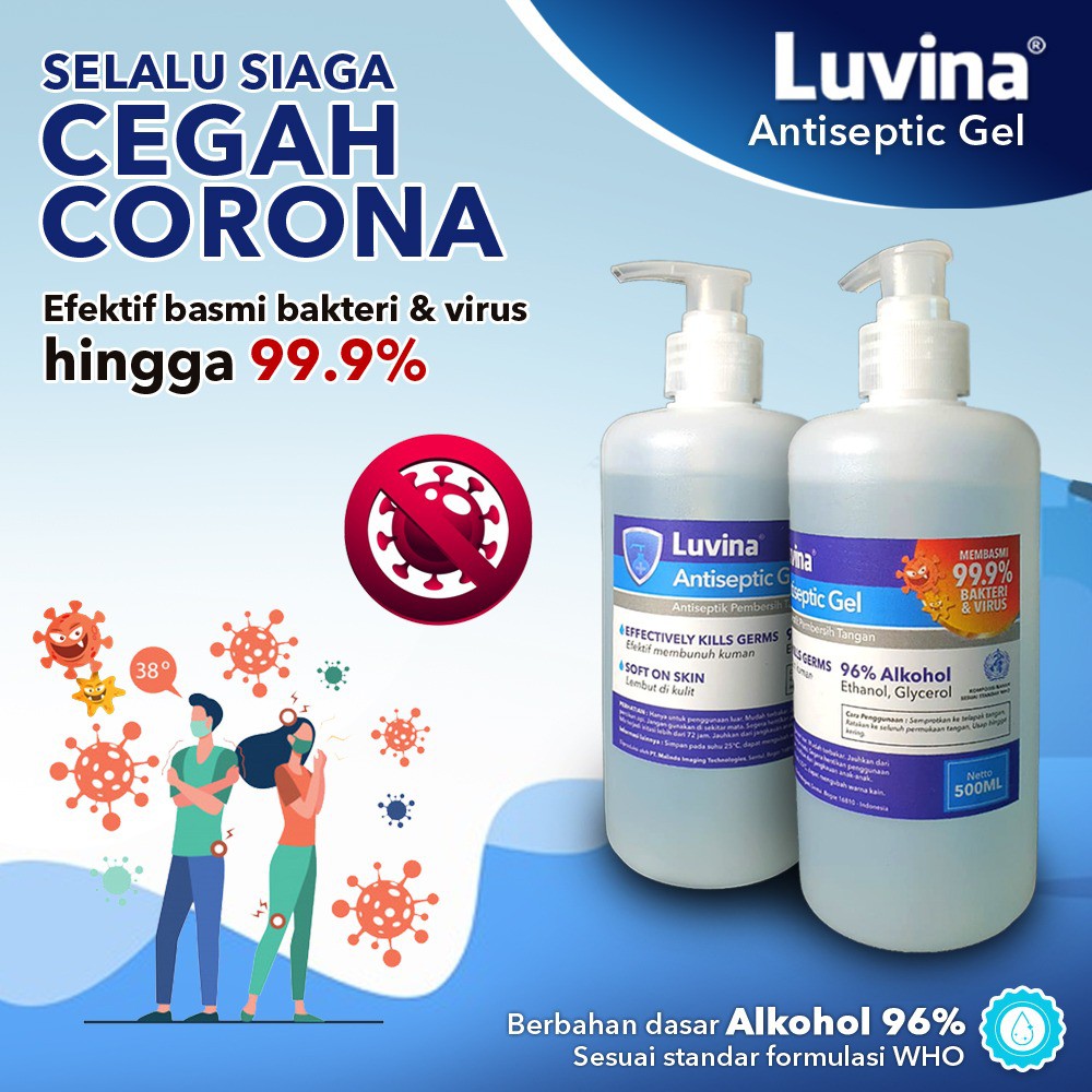 Luvina Antiseptic Gel Hand Sanitizer 500ml - Antiseptik Tangan 500 ml