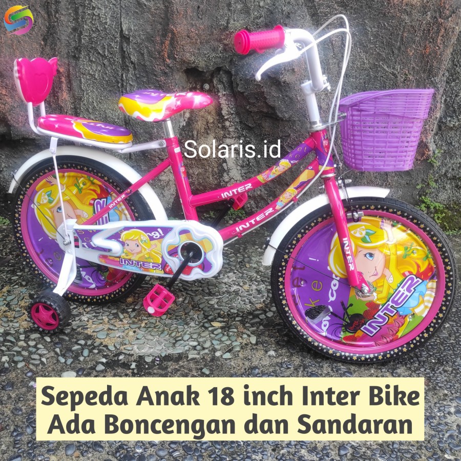 Sepeda Mini Anak Cewe Perempuan 18 inch Inter Bike Boncengan sandaran