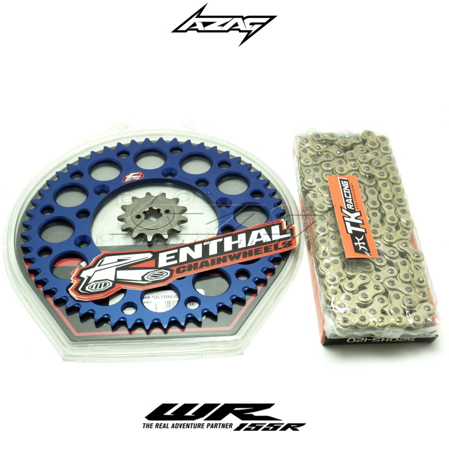 GEAR SET WR155 RENTHAL BLUE ORIGINAL RANTAI TK 520 GOLD