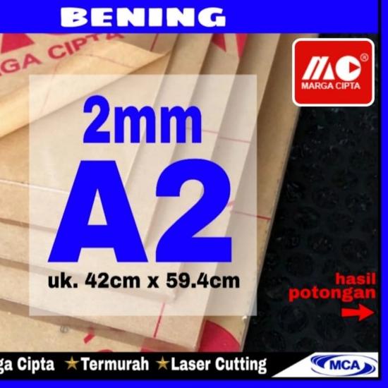 ➪ AKRILIK lembaran 2mm uk. A2 / Akrilik bening / Marga cipta / Arcylic ➣