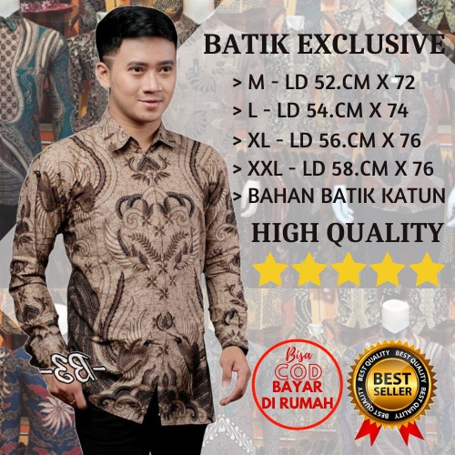 Kemeja Batik Lengan Panjang Batik Putramahkota size M L XL XXL Batik Lengan Panjang Pria