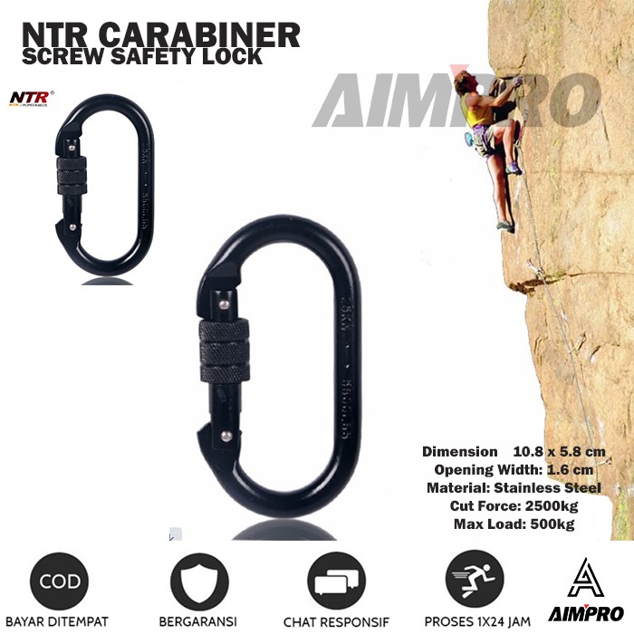Carabiner alloy oval ntr safety pengait karabiner climbing outbound ascender descender