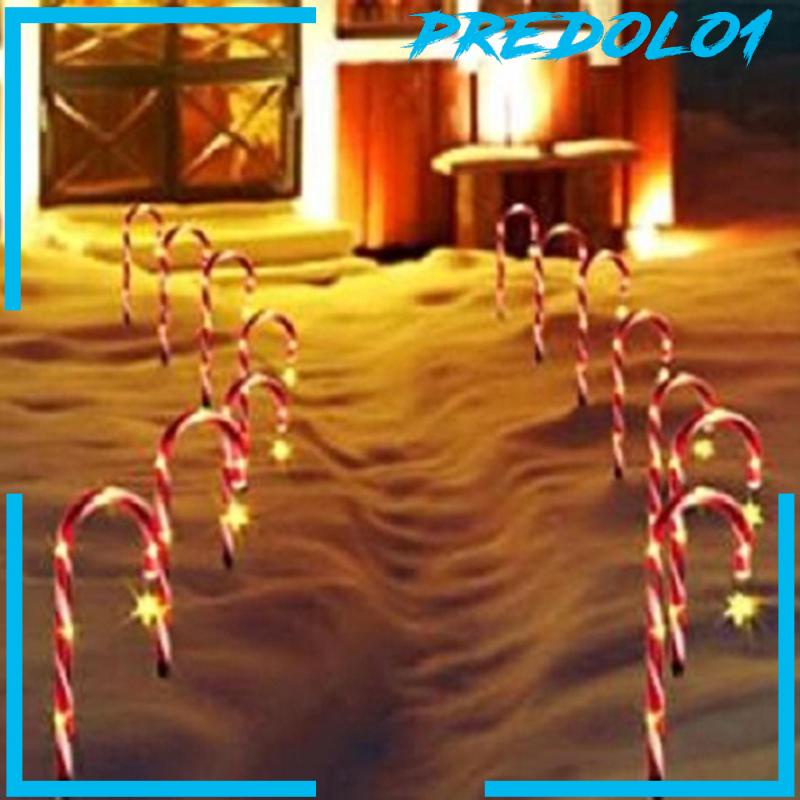 [PREDOLO1] 8Pcs Candy Cane Lights Portable Solar Christmas LED Lamp for Garden Yard