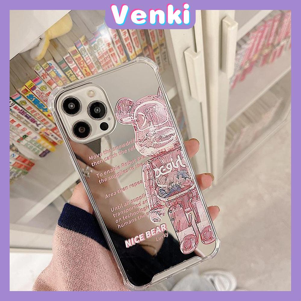 iPhone Case Acrylic HD Mirror Laser Airbag Shockproof Protection Camera Cute Cartoon Bear Compatible For iPhone 11 iPhone 13 Pro Max iPhone 12 Pro Max iPhone 7 Plus iPhone xr