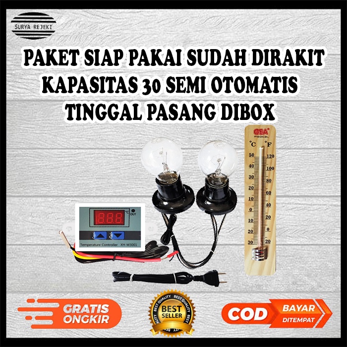 PAKET MESIN TETAS TELUR OTOMATIS / MESIN PENETAS TELUR OTOMATIS SIAP PAKAI TERMOSTAT XH PEMANAS DENG