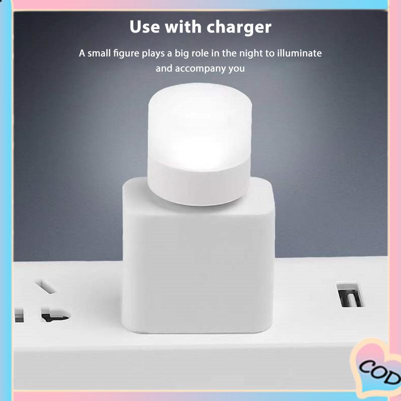 COD❤️ USB Plug Lamp Komputer Ponsel Lampu Pengisian Daya LED Pelindung Mata Lampu Baca Lampu Malam Bulat Kecil-A.one