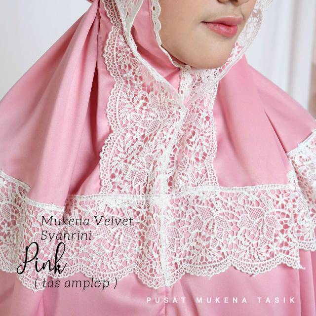 MUKENA DEWASA JUMBO SATIN VELVET LACE RENDA  SYAHRINI | PUSAT GROSIR MUKENA MURAH