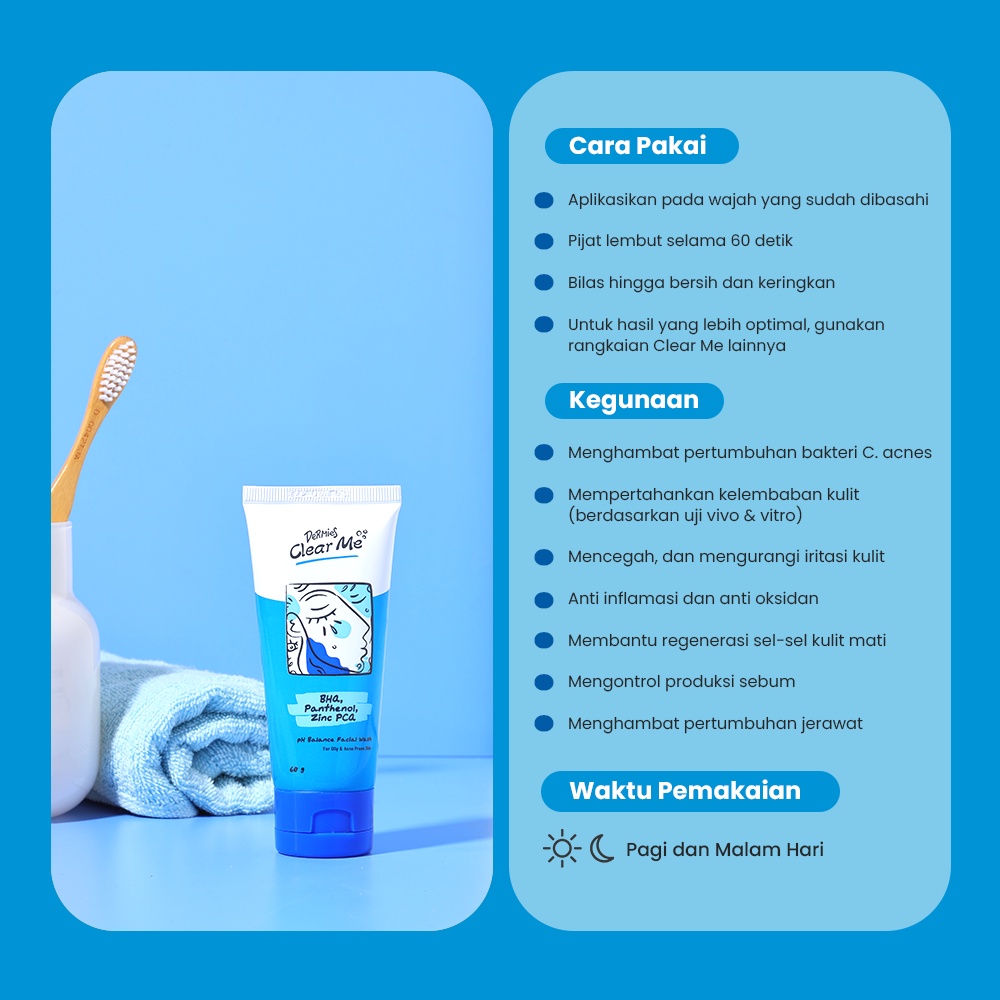 Dermies Clear Me Facial Wash PH Balance 60gr - Sabun Pembersih Wajah berjerawat