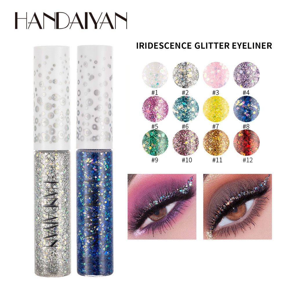 HANDAIYAN Glitter Eyeshadow Liquid Eyeliner Long Lasting Waterproof Sparkling Eyeshadow Eye Makeup