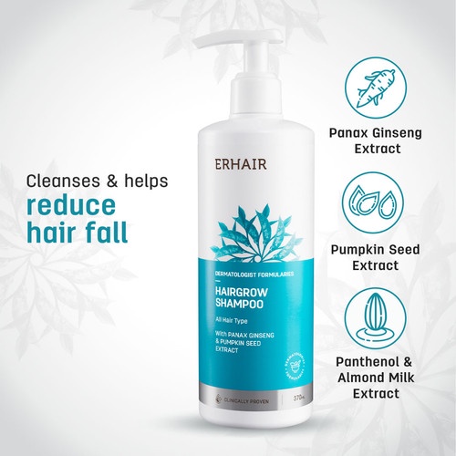 ERHAIR Hairgrow Shampoo 370ml + Hairgrow Tonic - Perawatan Rambut Rontok