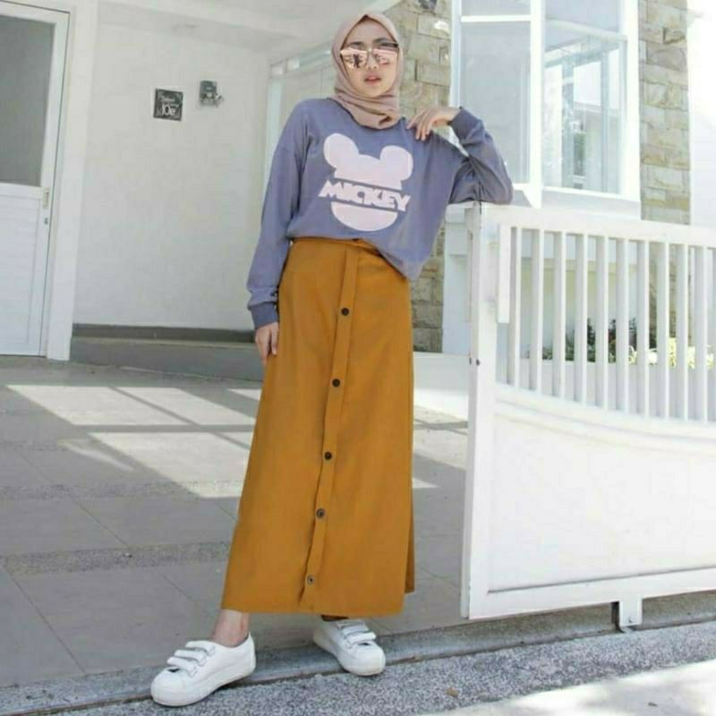 Casual button skirt // rok model kancing terbaru // rok span