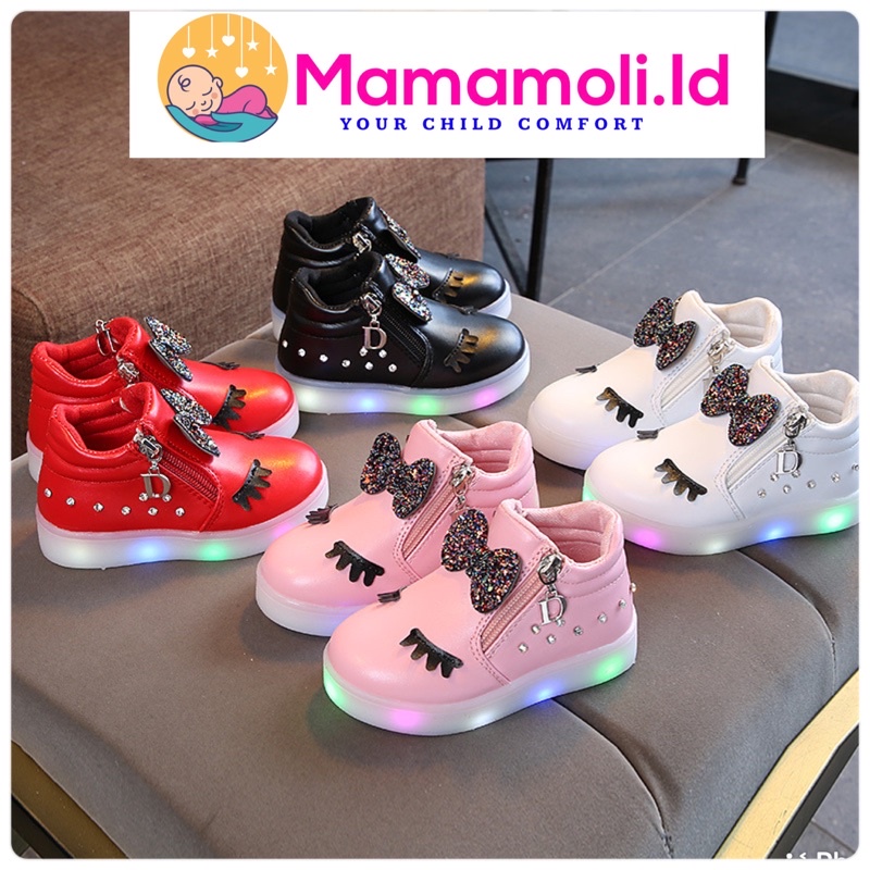 Sepatu Anak Perempuan  Cute / Sepatu Anak Perempuan LED / Sepatu Anak Perempuan Nyala/ Sepatu Anak Perampuan Cwek Lampu Warna Warni / Sepatu Sneaker Anak