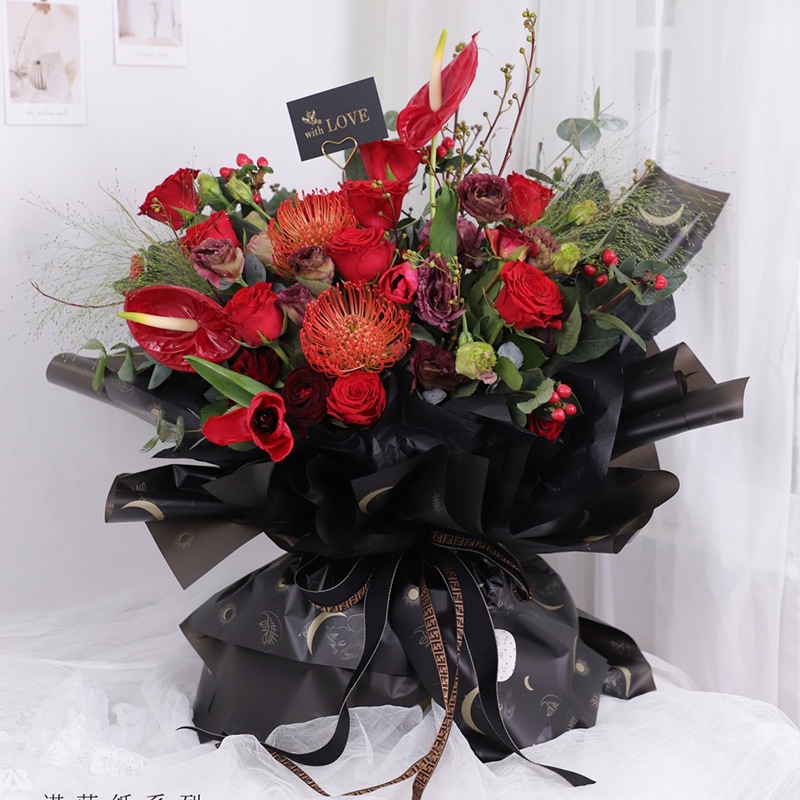 Flower Wrapping Ecer Cellophane Kertas Buket Bunga Hand Bouquet KB6089