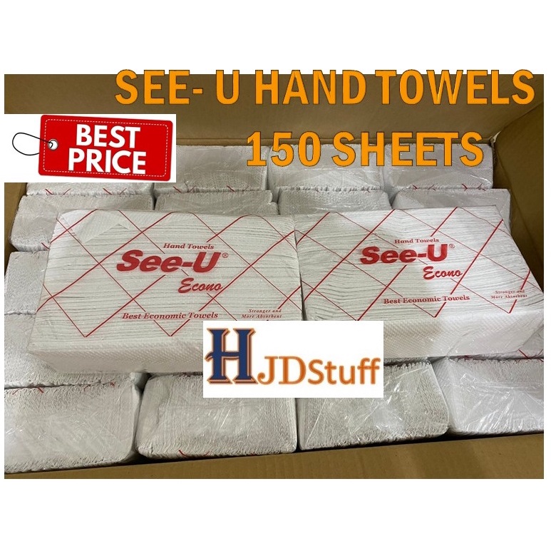 Tissue Tisu See-U See Hand Towel MultiFold Econo Red 150 Sheet 1ply