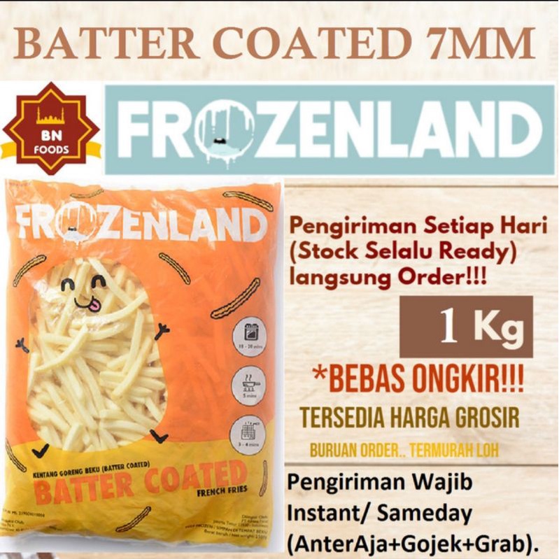 

Kentang Frozen Frozenland Goreng French Fries Batter Coated Makanan Beku Butter