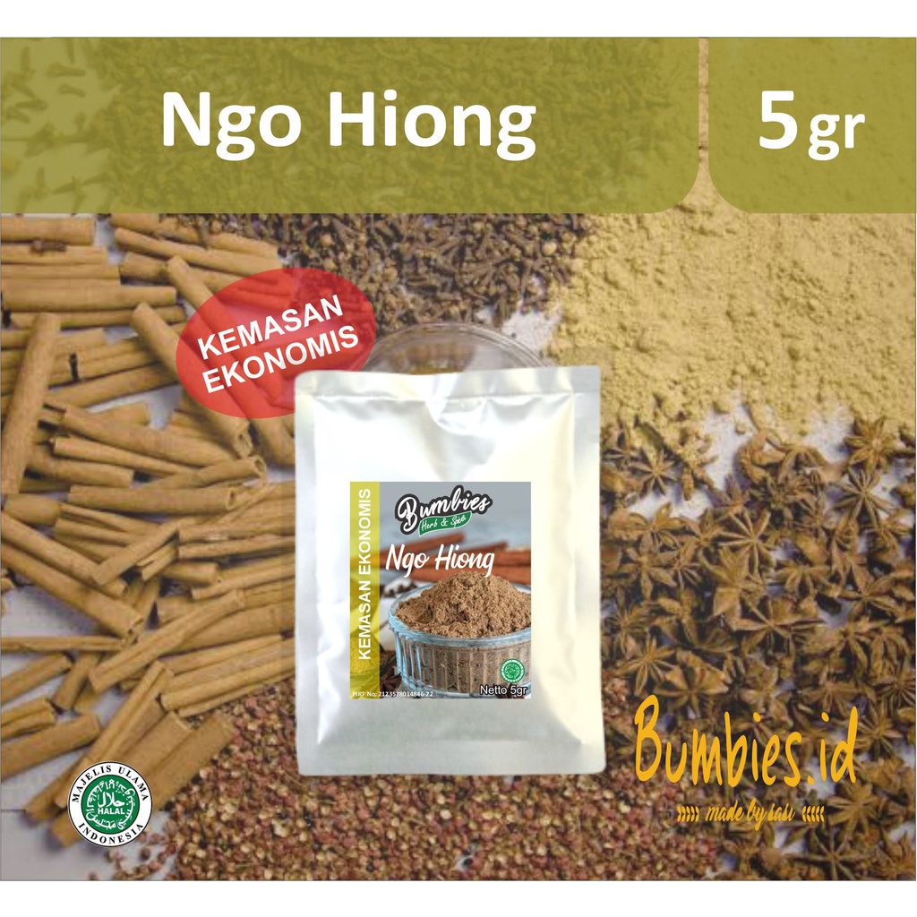 Bubuk Ngo hiong | Bumbu Ngohiong 5gram Bumbies Product kemasan ekonomis | Chinese Five Spices| Penyedap Rempah Rempah | Bumbu Instan