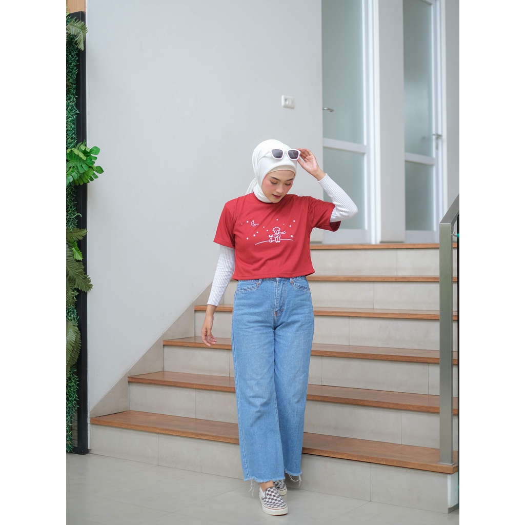 CROP TOP Baju Atasan Wanita Terbaru Kaos COTTON STARSTREWN