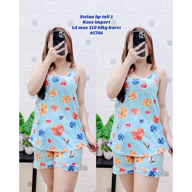 Stelan Baju tidur hp tali 1 blue ball