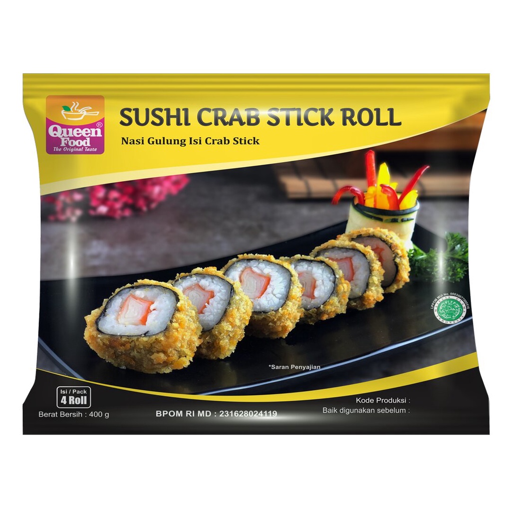 

QUEEN FOOD Sushi Crab Stick Roll (Nasi Gulung Isi Crab Stik) 400gr 4pcs